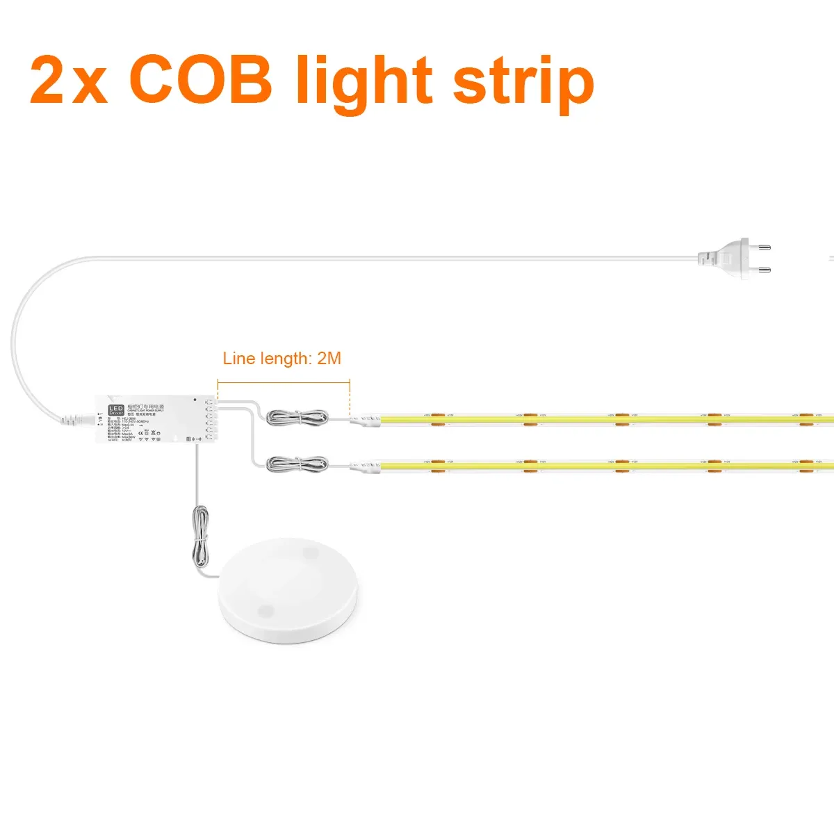 Bande lumineuse LED COB avec capteur de mouvement pour sous-armoire, cuisine et bibliothèque, gradateur tactile, lot de 1 à 6 pièces 12