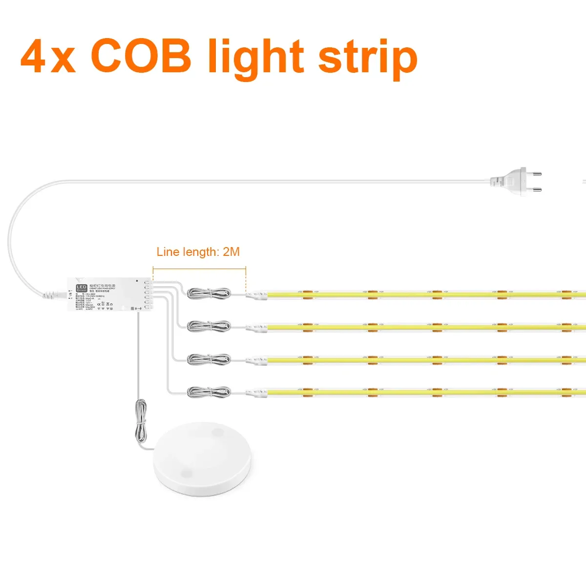 Bande lumineuse LED COB avec capteur de mouvement pour sous-armoire, cuisine et bibliothèque, gradateur tactile, lot de 1 à 6 pièces 7