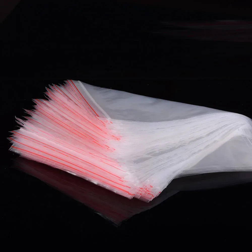 Lot de 100 petits sacs plastiques transparents à fermeture zippée, sacs de rangement refermables, épaisseur 0,05 mm 3