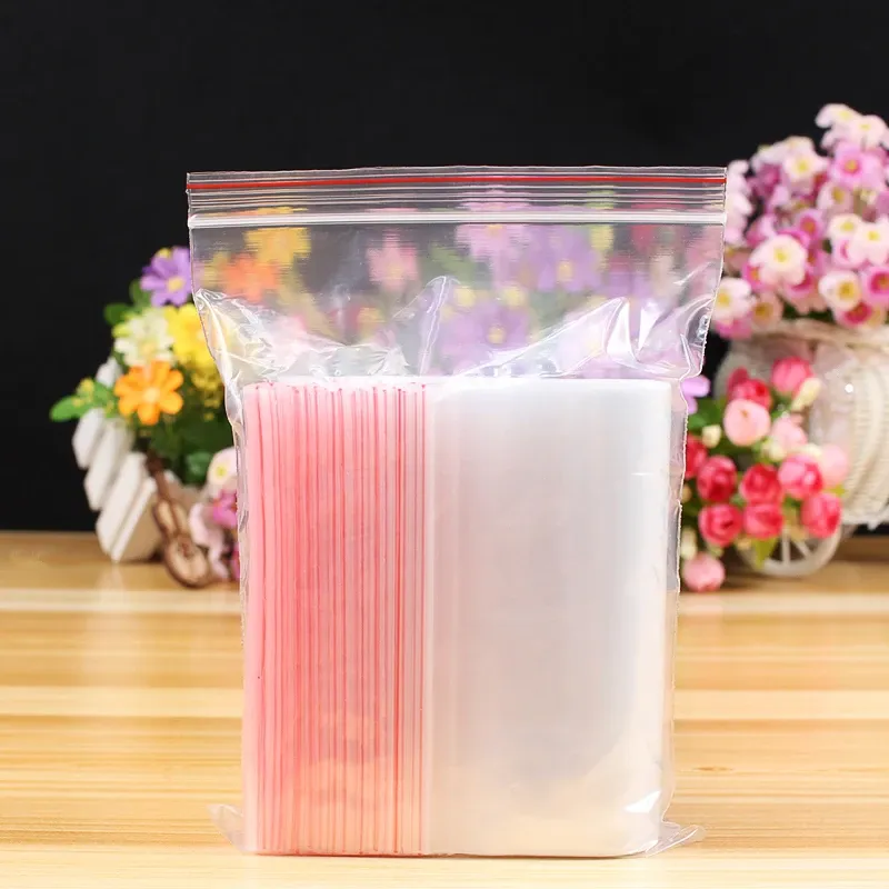 Lot de 100 petits sacs plastiques transparents à fermeture zippée, sacs de rangement refermables, épaisseur 0,05 mm 2
