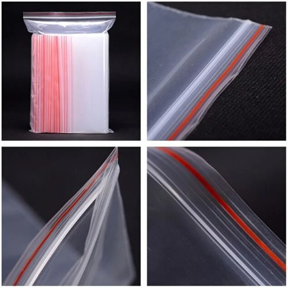 Lot de 100 petits sacs plastiques transparents à fermeture zippée, sacs de rangement refermables, épaisseur 0,05 mm 4