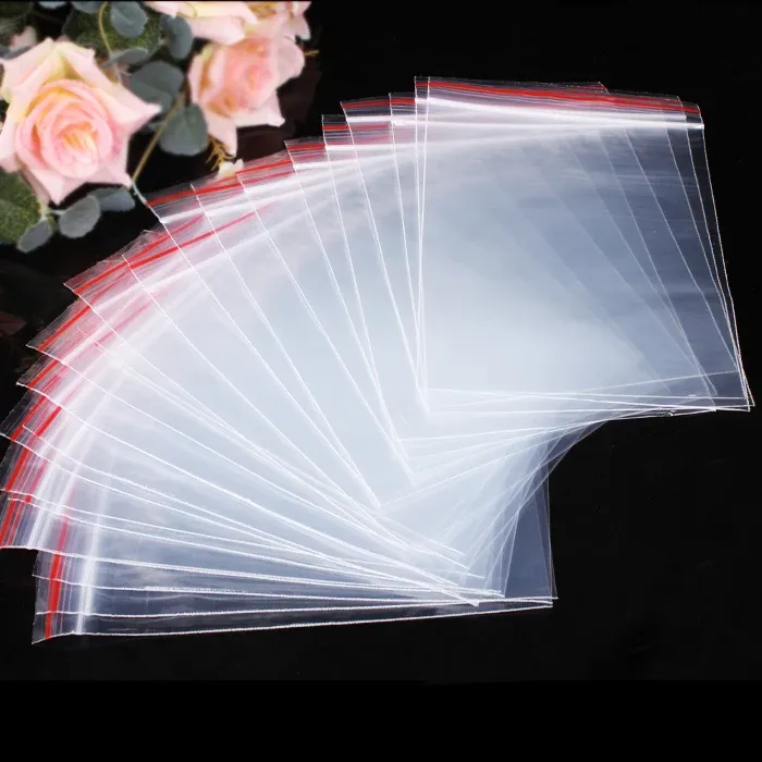 Lot de 100 petits sacs plastiques transparents à fermeture zippée, sacs de rangement refermables, épaisseur 0,05 mm 7