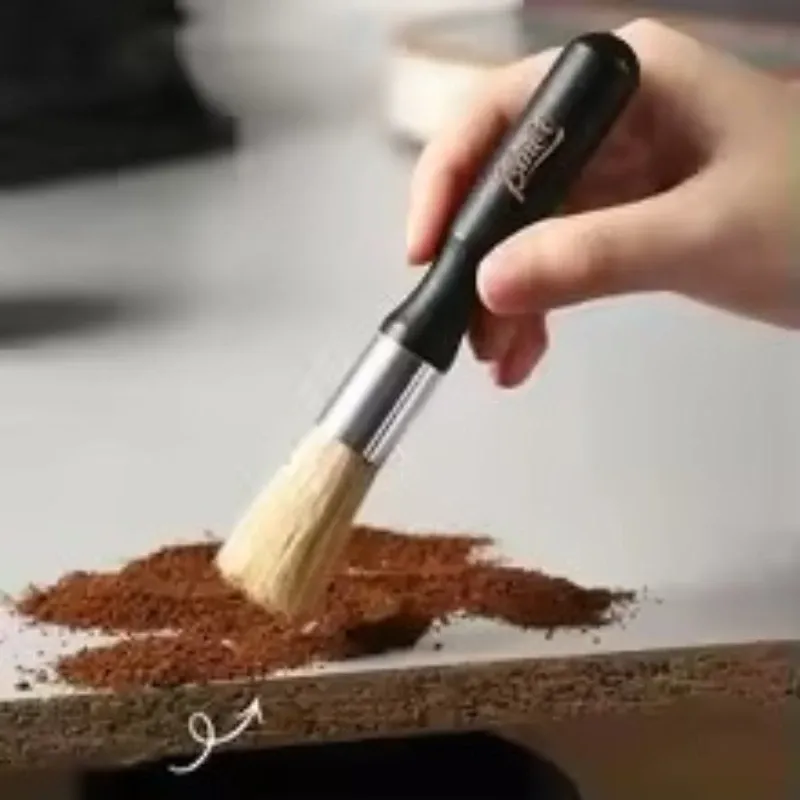 Brosse de nettoyage pour moulin à café à poils naturels et manche en bois, outil de barista 5