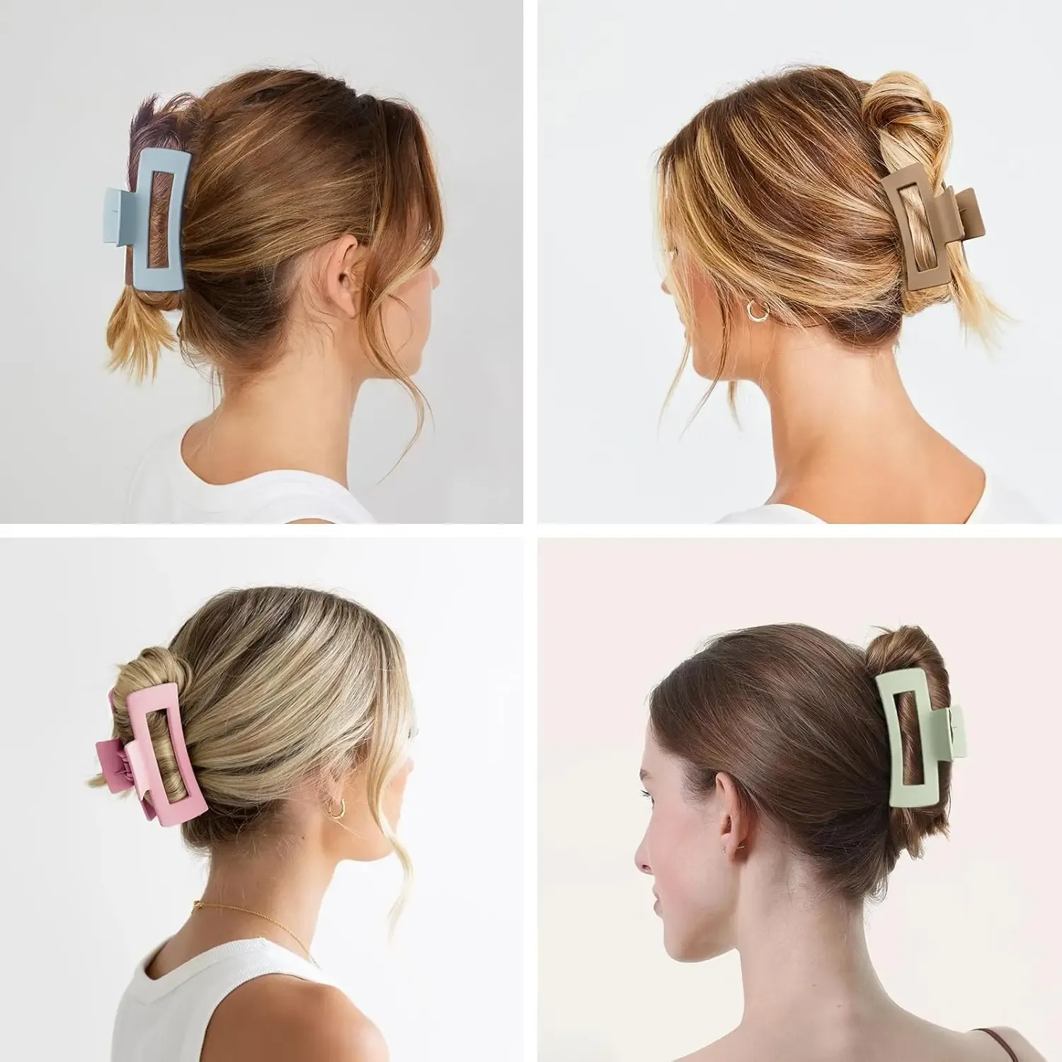 Pinces à cheveux carrées, finition mate