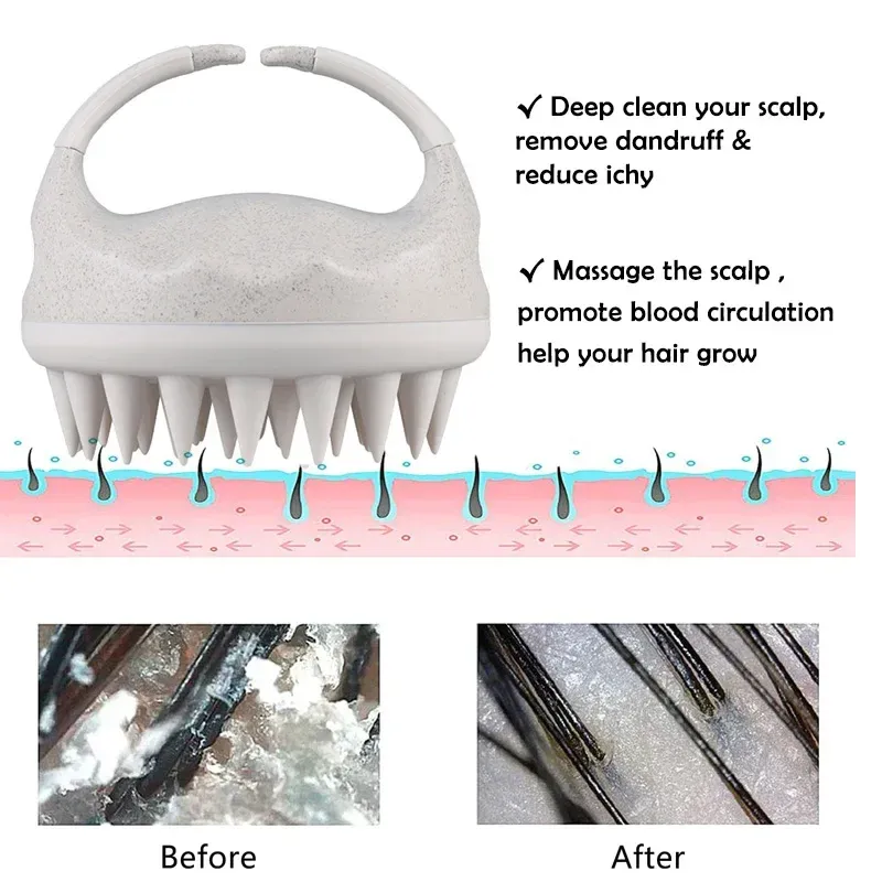 Brosse de massage pour cuir chevelu en paille de blé 4