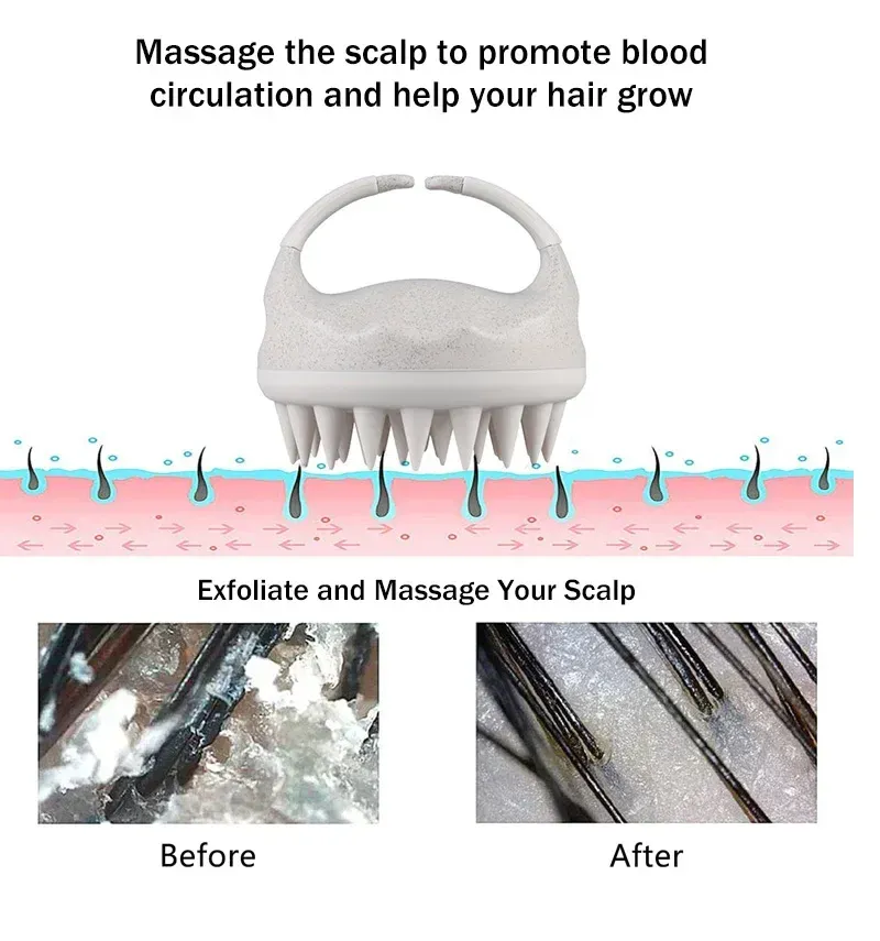 Brosse de massage pour cuir chevelu en situation