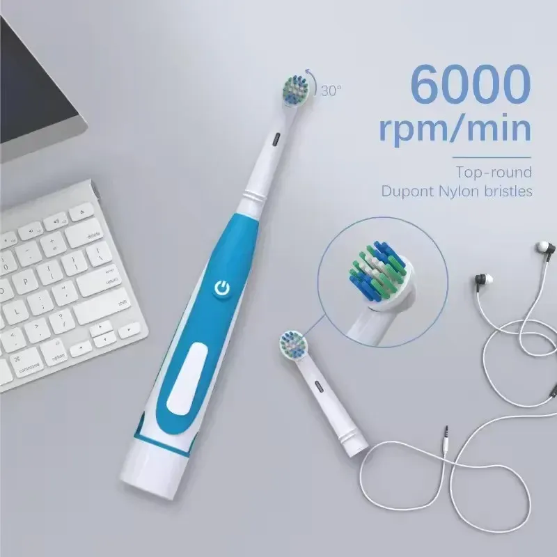 Brosse à dents électrique sonique à tête arrondie 3D, têtes à poils souples, soins des gencives et blanchiment des dents 4