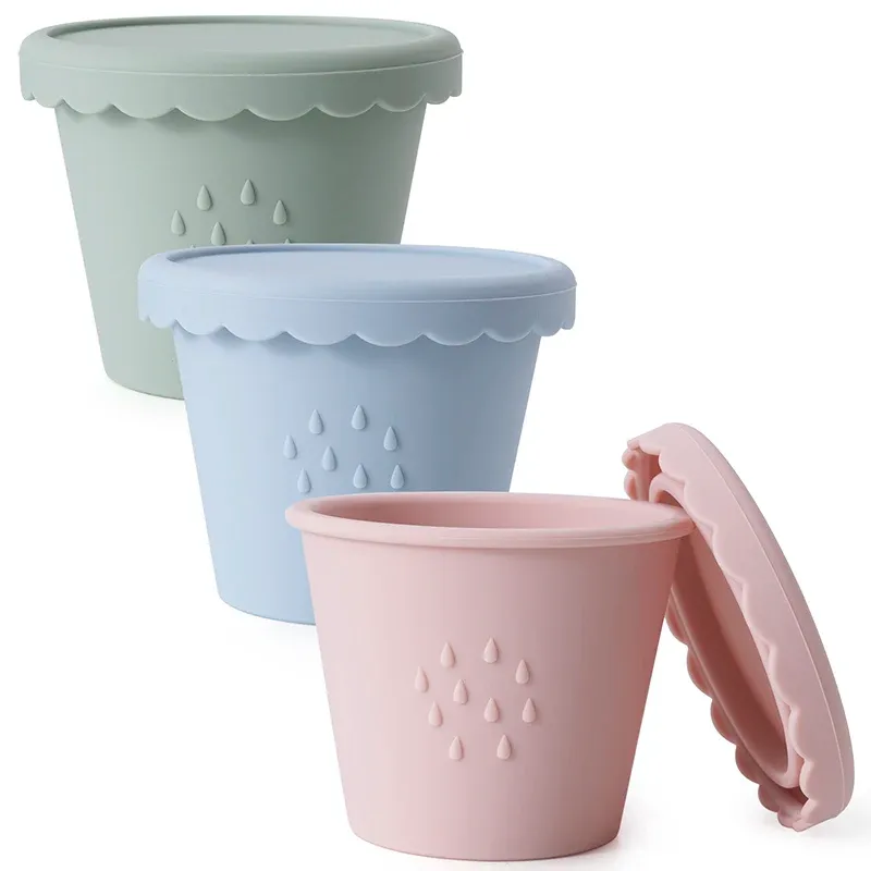 Lot de 3 contenants de conservation pour aliments pour bébé en silicone, 118 ml (4 oz), réutilisables, compatibles congélateur, avec couvercles hermétiques anti-fuite 8
