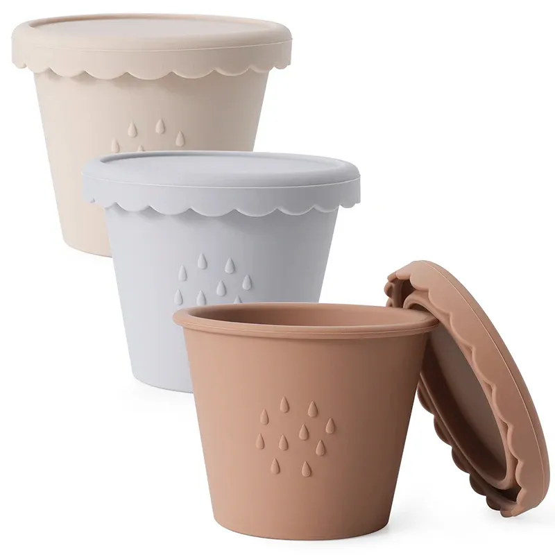 Lot de 3 contenants de conservation pour aliments pour bébé en silicone, 118 ml (4 oz), réutilisables, compatibles congélateur, avec couvercles hermétiques anti-fuite 7