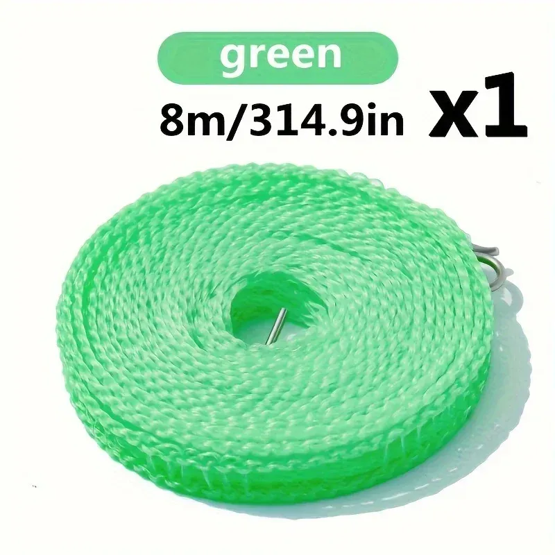 Corde à linge portable de 314,9 pouces pour l'automne et l'hiver, corde d'extérieur coupe-vent sans perçage, corde à linge de camping antidérapante améliorée (1 pièce) 6