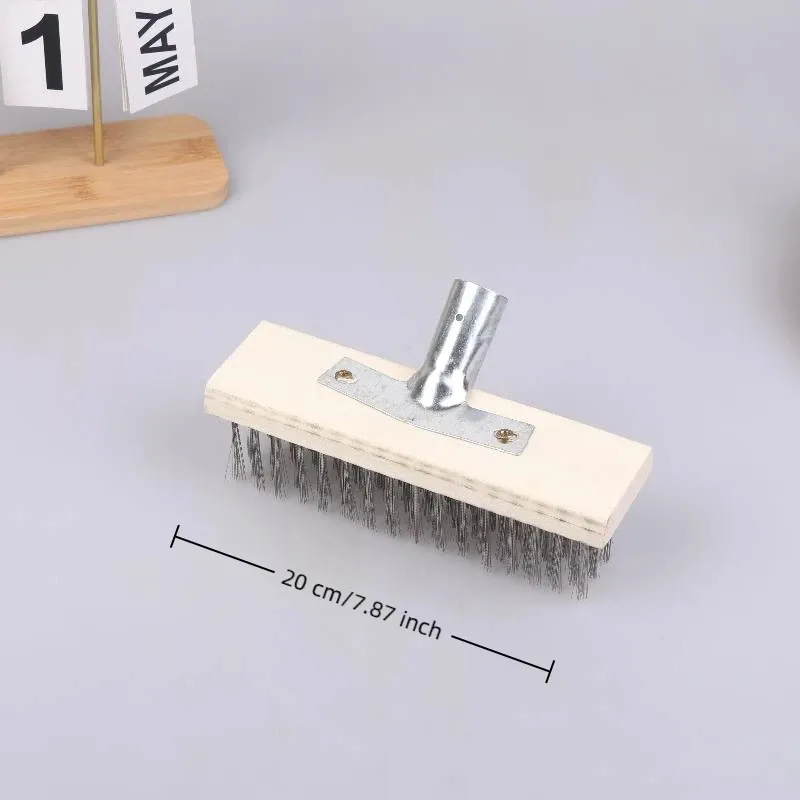 Ensemble de brosses métalliques en acier inoxydable avec manche en bois (lot de 3) pour nettoyer grilles, établis et surfaces 9