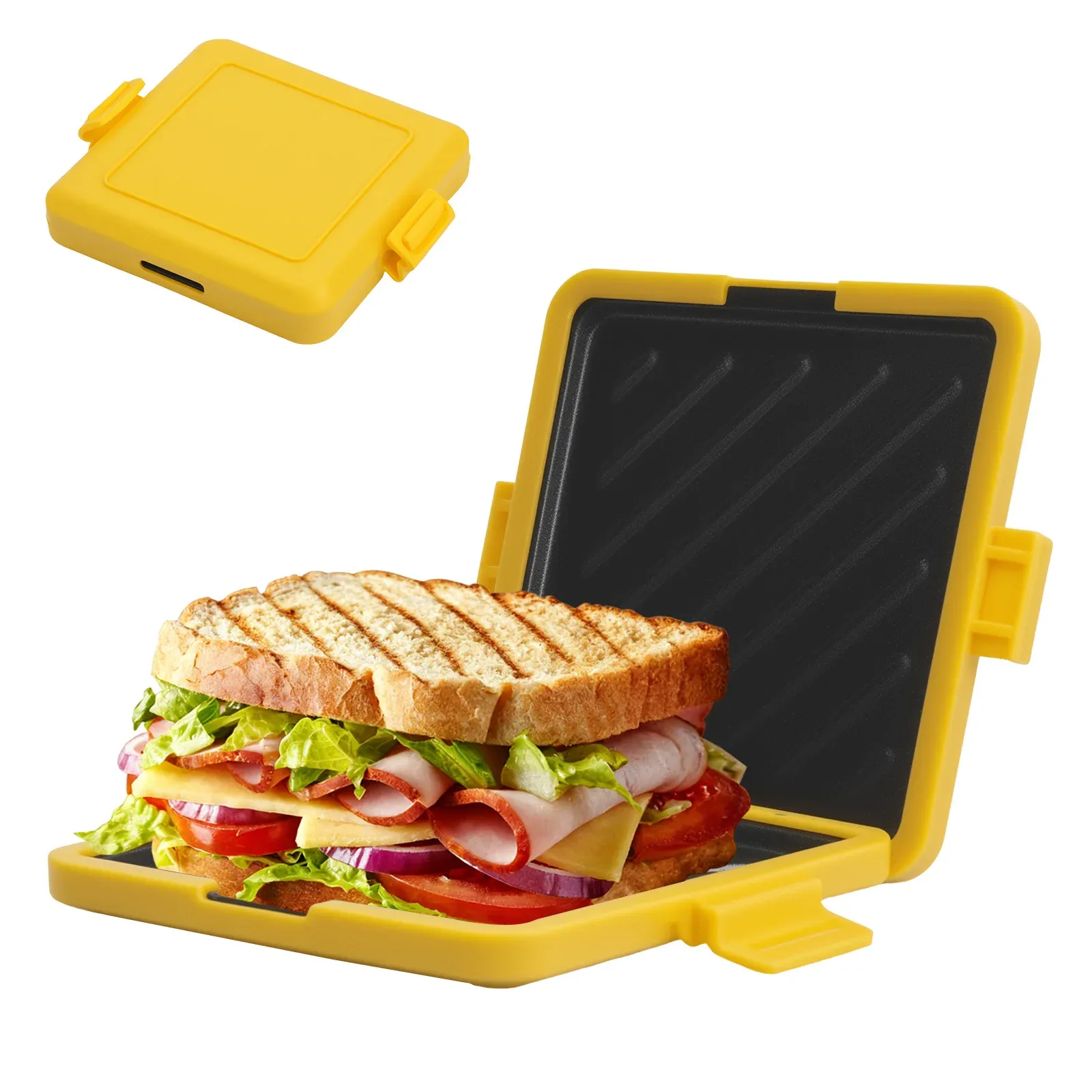 Machine à sandwichs compacte pour micro-ondes, idéale pour le petit-déjeuner : sandwichs, toasts et hot-dogs, livre de recettes inclus 11
