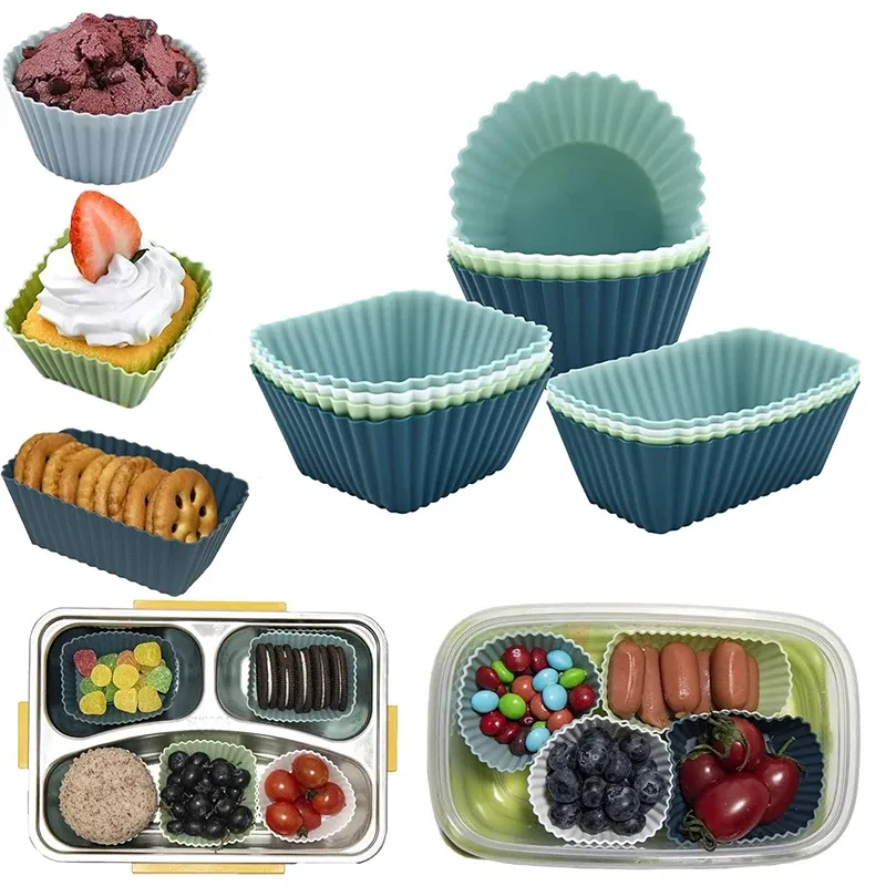 Ensemble de moules à muffins en silicone réutilisables, antiadhésifs, 12 pièces - Image 1