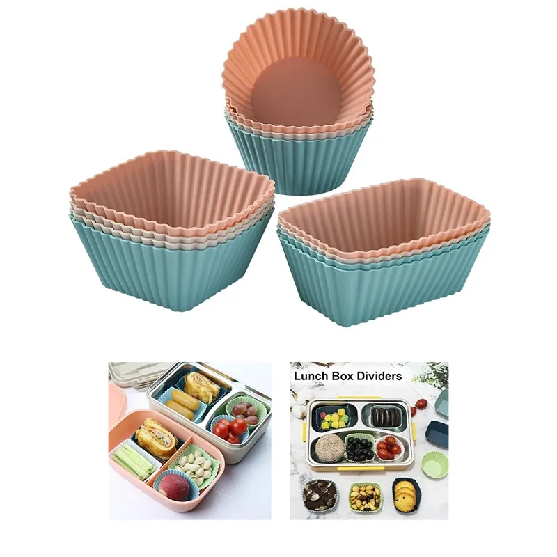 Ensemble de moules à muffins en silicone réutilisables, antiadhésifs, 12 pièces 5