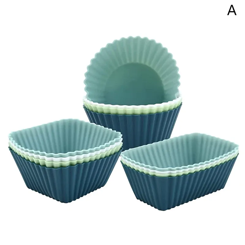 Ensemble de moules à muffins en silicone réutilisables, antiadhésifs, 12 pièces 12
