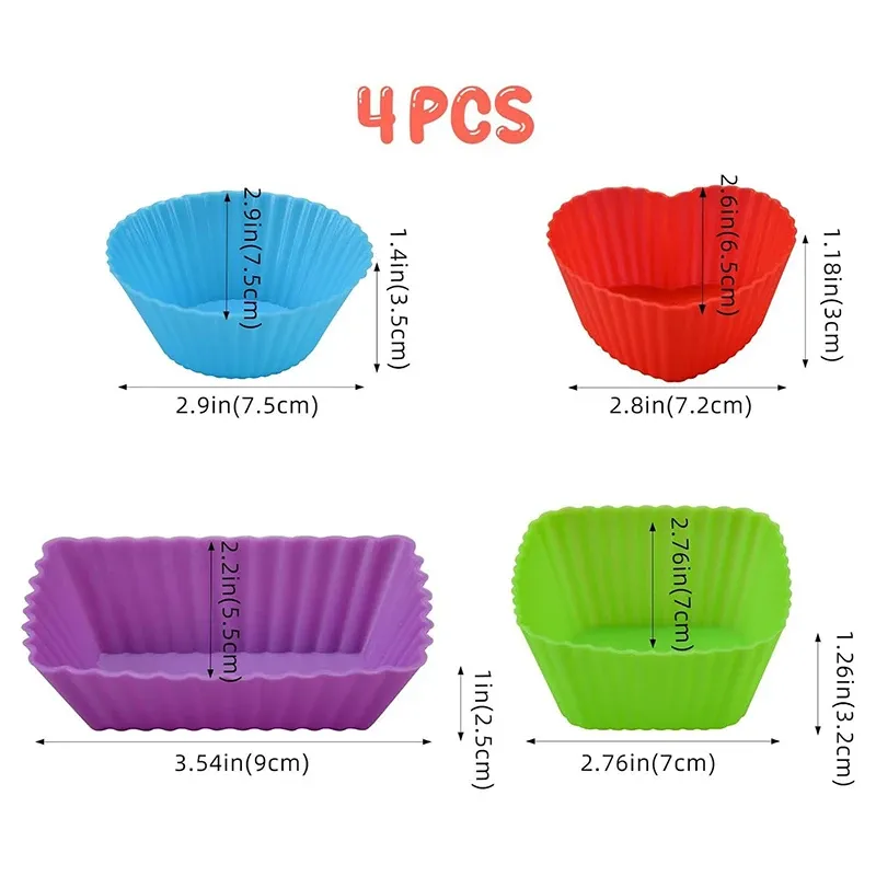 Ensemble de moules à muffins en silicone réutilisables, antiadhésifs, 12 pièces 7