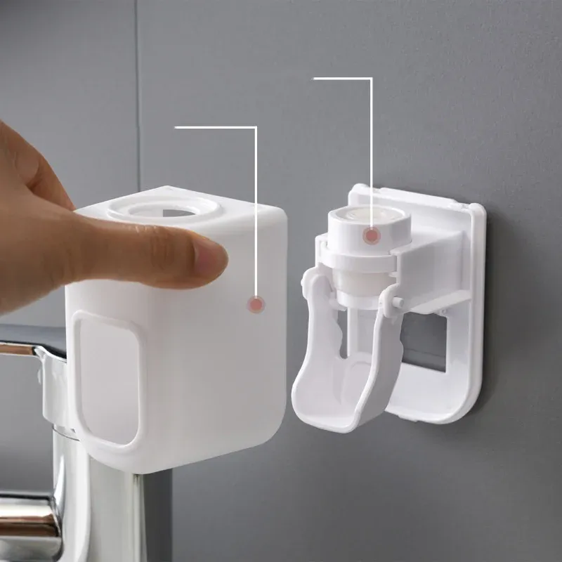 Distributeur mural automatique de dentifrice étanche avec porte-brosse à dents 5