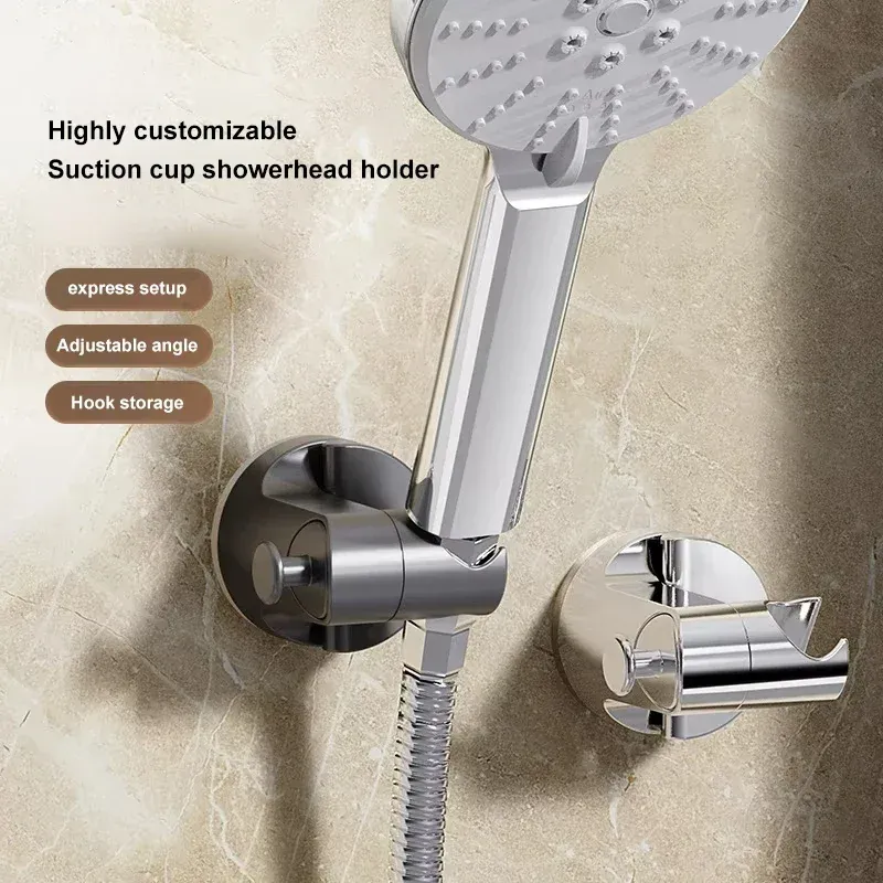 Support de douche 360° réglable et auto-adhésif, support de pommeau de douche à ventouse, accessoires de salle de bains 4
