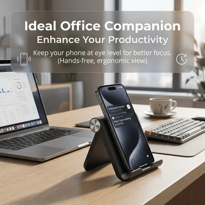 Support de téléphone pliable multifonction pour bureau, robuste, durable et facile à ranger, idéal pour le bureau à domicile 2