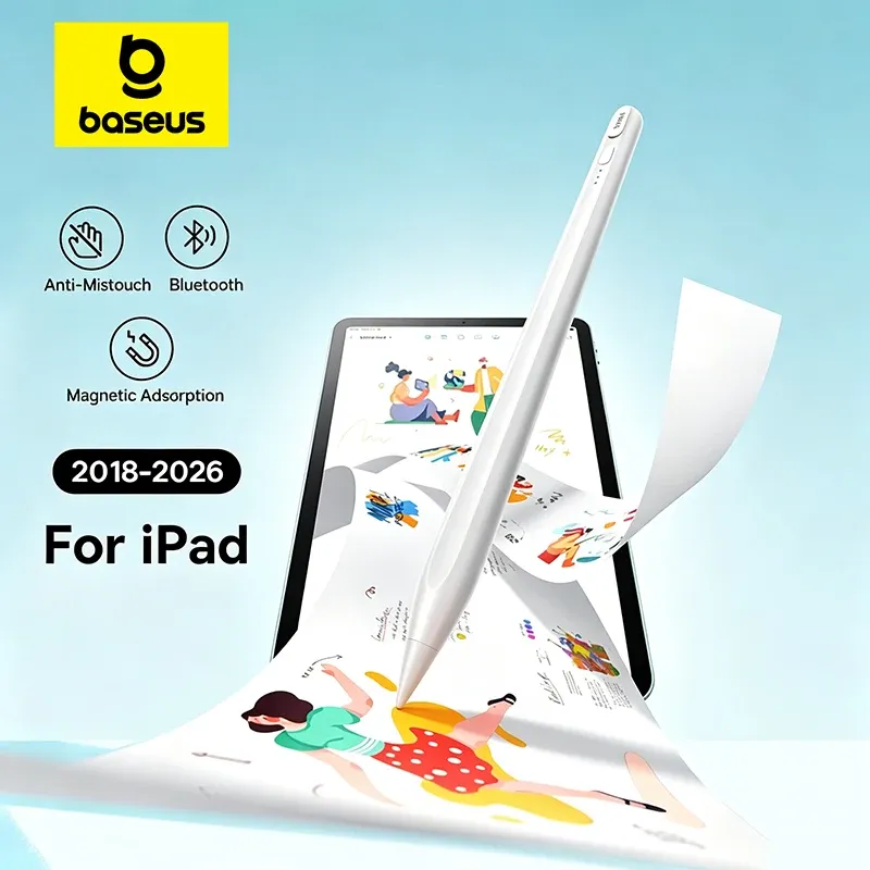 Stylet Bluetooth Baseus de 3e génération avec rejet de paume, compatible iPad Pro, Mini et Air (2018-2026), stylet tactile pour tablette