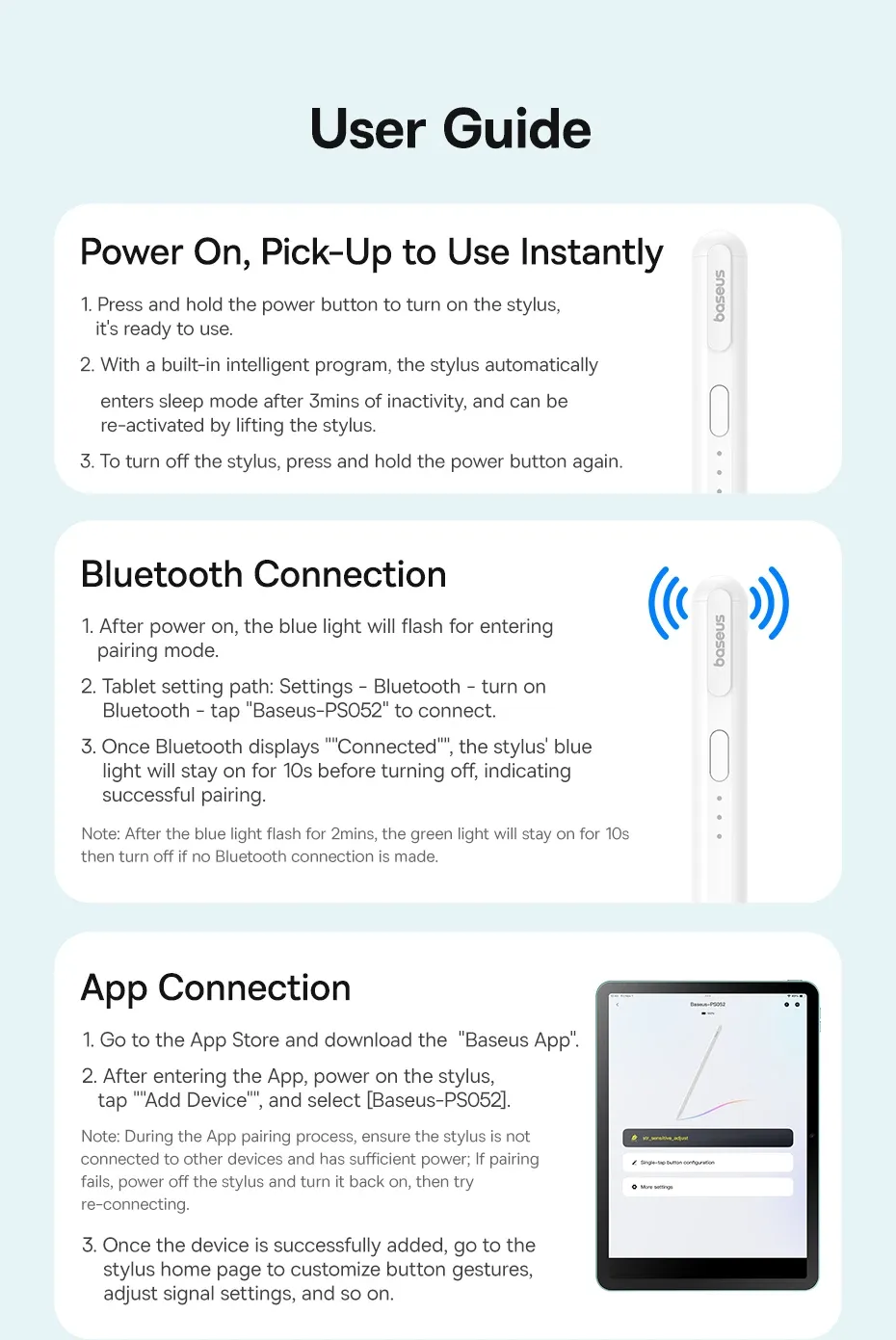 Application Baseus pour la configuration du stylet