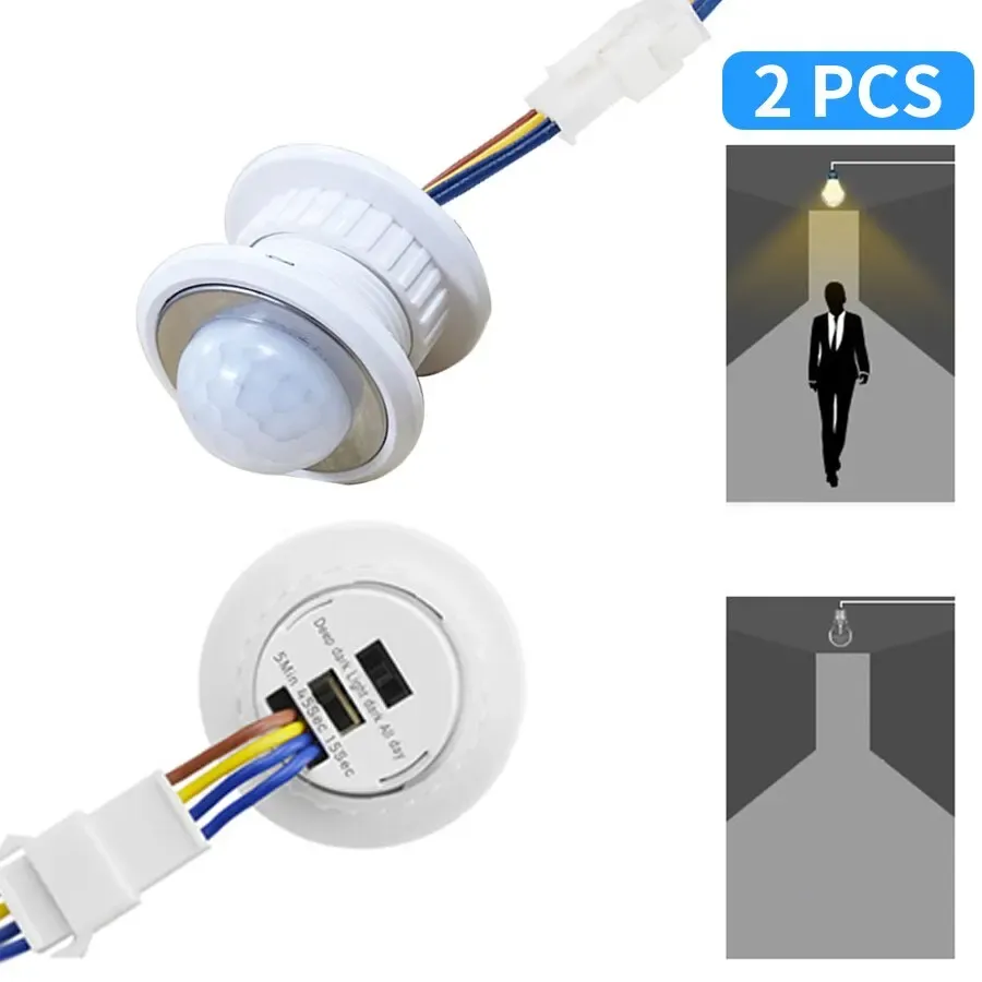 Détecteur de mouvement PIR 220 V/110 V pour éclairage, interrupteur automatique à délai réglable