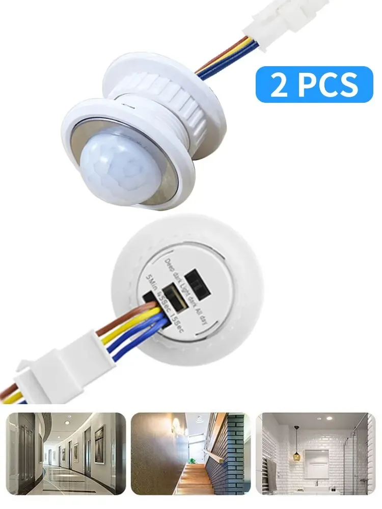 Détecteur de mouvement PIR 220 V/110 V pour éclairage, interrupteur automatique à délai réglable 7