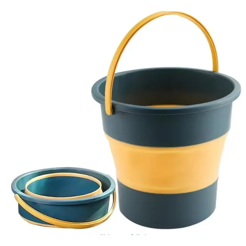 Seau pliant portable 5/10/17 L, seau multifonction en silicone épais pour le lavage de voiture et la pêche, seau pliable de camping 6