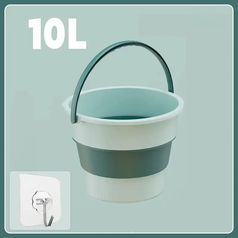 Seau pliant portable 5/10/17 L, seau multifonction en silicone épais pour le lavage de voiture et la pêche, seau pliable de camping 10
