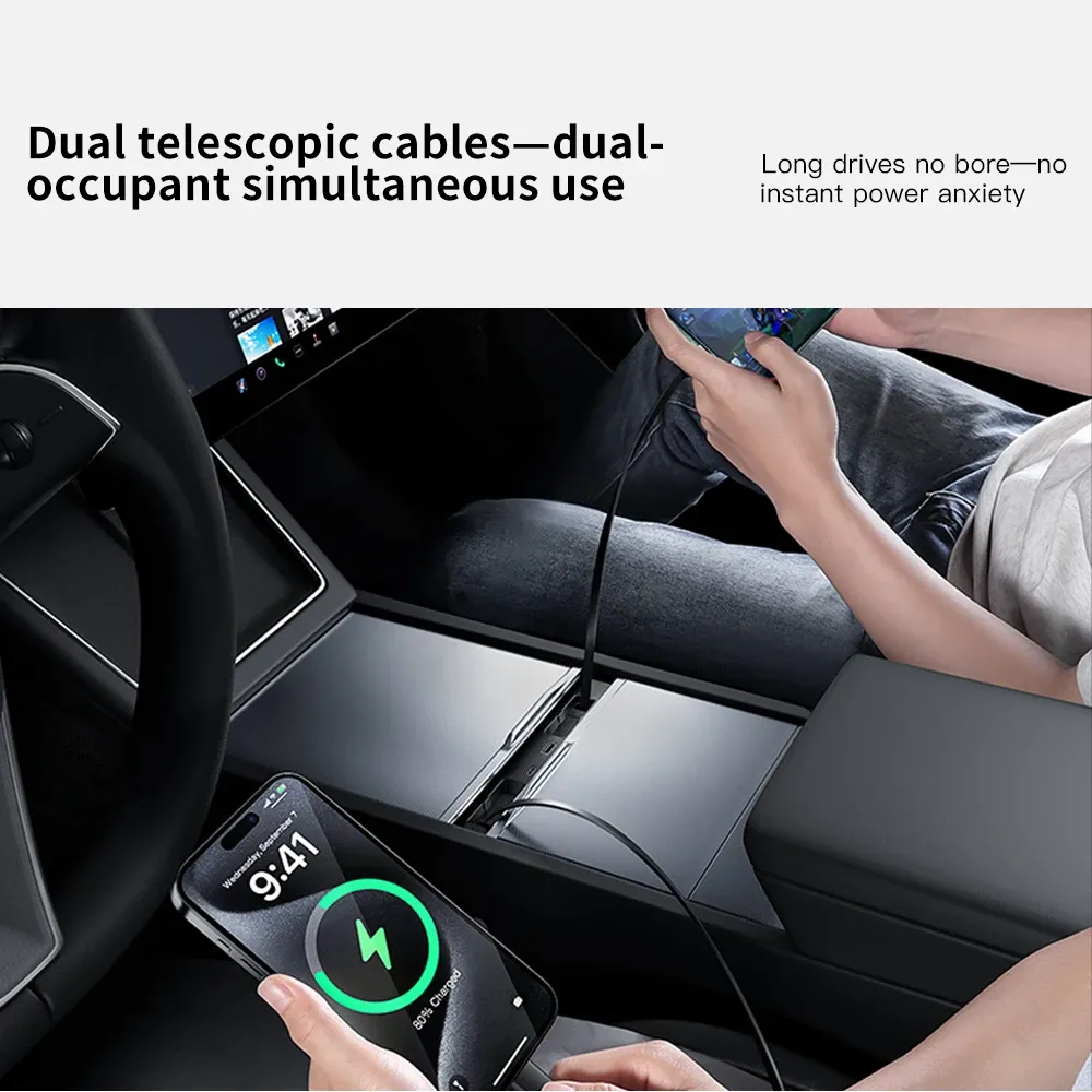 YZ pour Tesla Model 3/Y/YL Highland Juniper 2025 – Station d'accueil intelligente avec chargeur rapide 45 W et hub USB d'extension 6