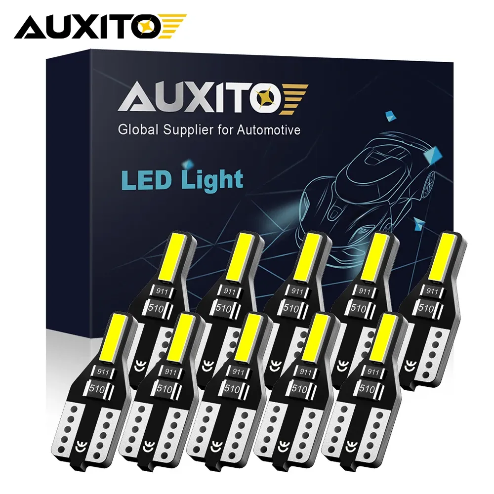 AUXITO Lot de 10 ampoules LED T10 W5W 168 2825 194 pour éclairage intérieur de voiture, blanc 6000K, 12V, compatibles Toyota Corolla 150, Camry 40 et CHR