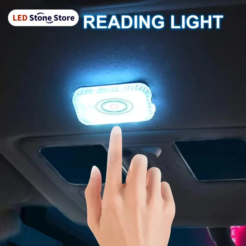 Lampe tactile LED mini sans fil pour éclairage intérieur de voiture, lampe de lecture pour plafonnier, portière, coffre et boîte de rangement, à charge USB - Image 1