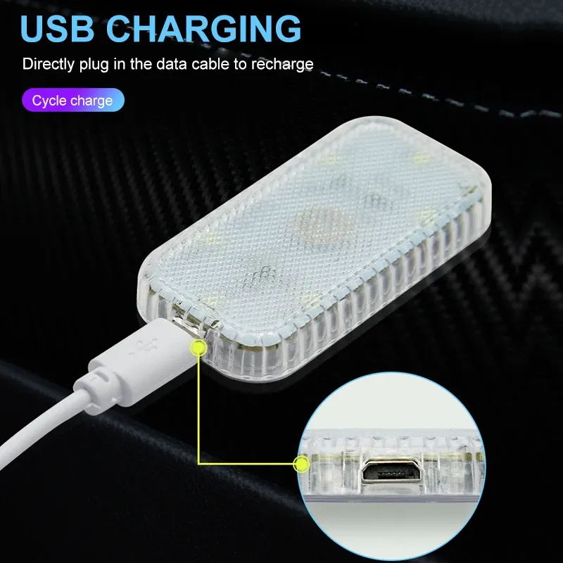 Lampe tactile LED mini sans fil pour éclairage intérieur de voiture, lampe de lecture pour plafonnier, portière, coffre et boîte de rangement, à charge USB 2