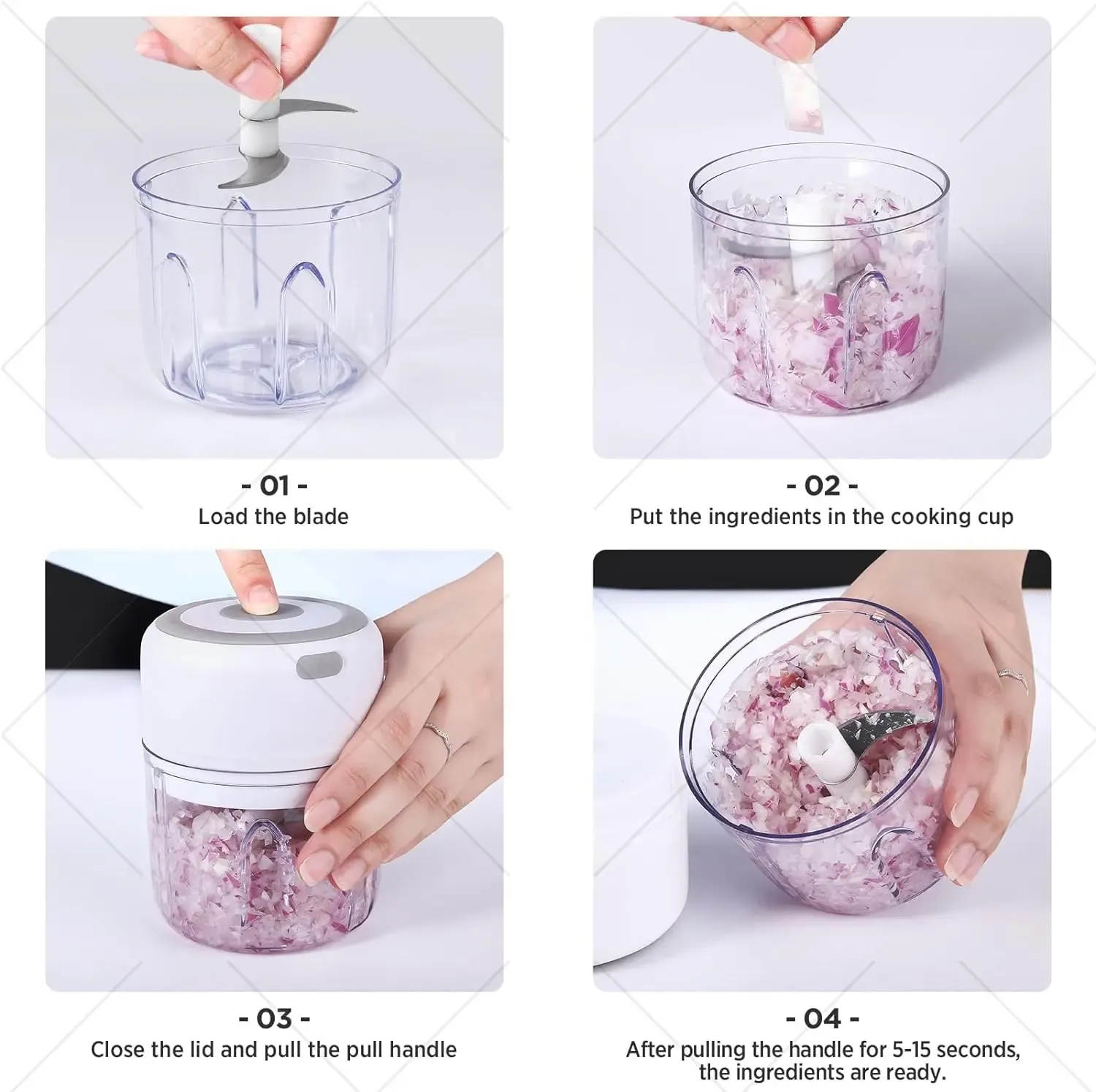Hachoir à ail électrique portable 250 ml sans fil 6