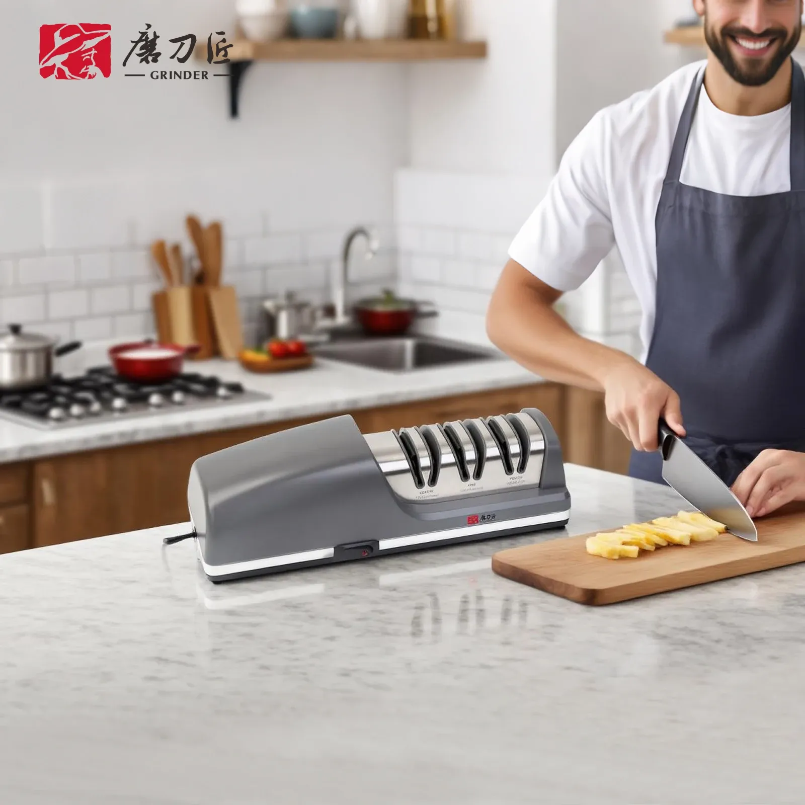 Affûteur électrique pour couteaux à trois vitesses, avec têtes de rechange diamant 100 %, compatible avec tous les couteaux de cuisine 6