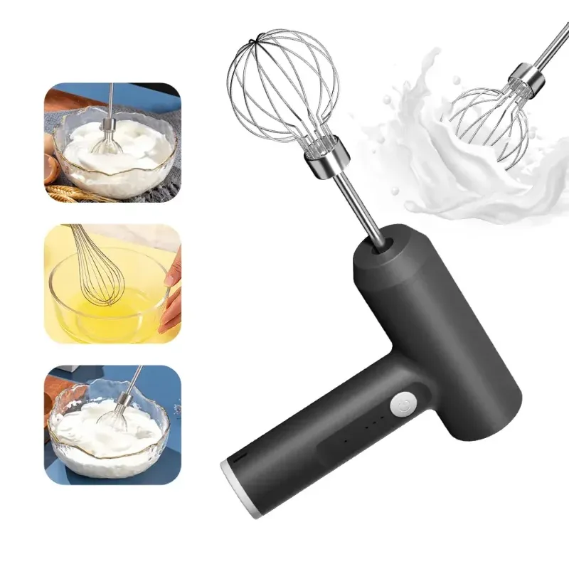 Mélangeur à main électrique sans fil portable à 3 vitesses, batteur à œufs pour la pâtisserie, la pâte et la crème, ustensile de cuisine
