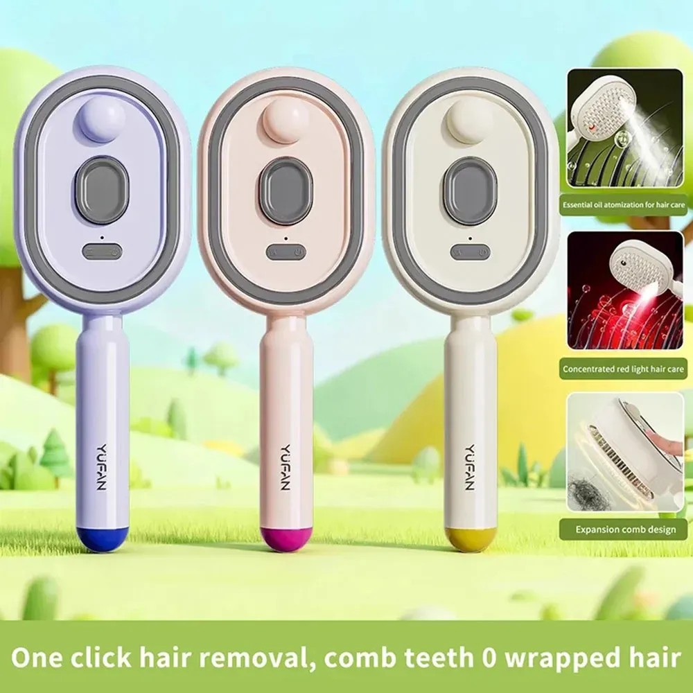 Peigne de massage électrique 3-en-1 à coussin d'air, auto-nettoyant, avec pulvérisateur et brosse vapeur à huile essentielle rechargeable 2