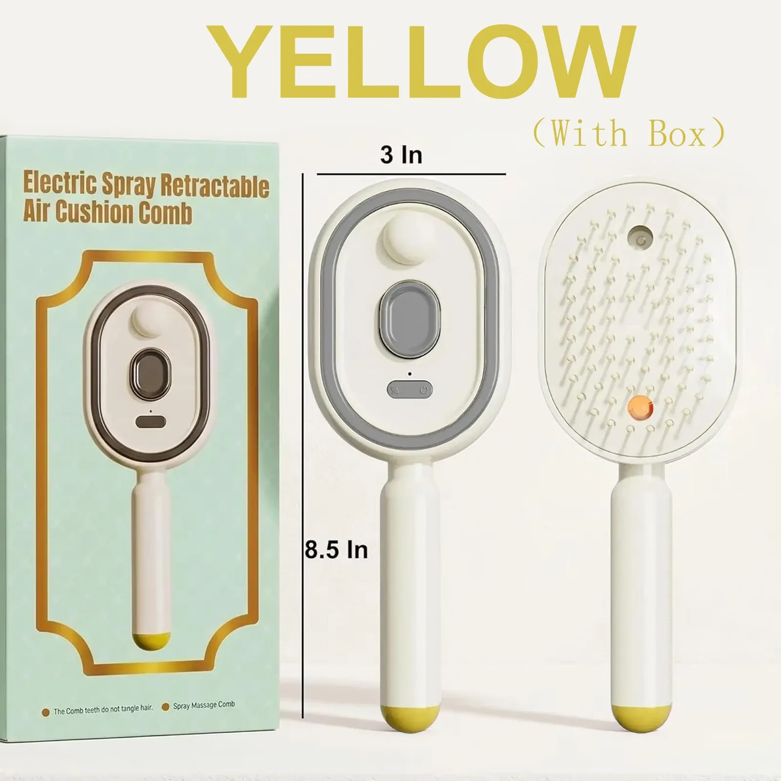 Peigne de massage électrique 3-en-1 à coussin d'air, auto-nettoyant, avec pulvérisateur et brosse vapeur à huile essentielle rechargeable 11