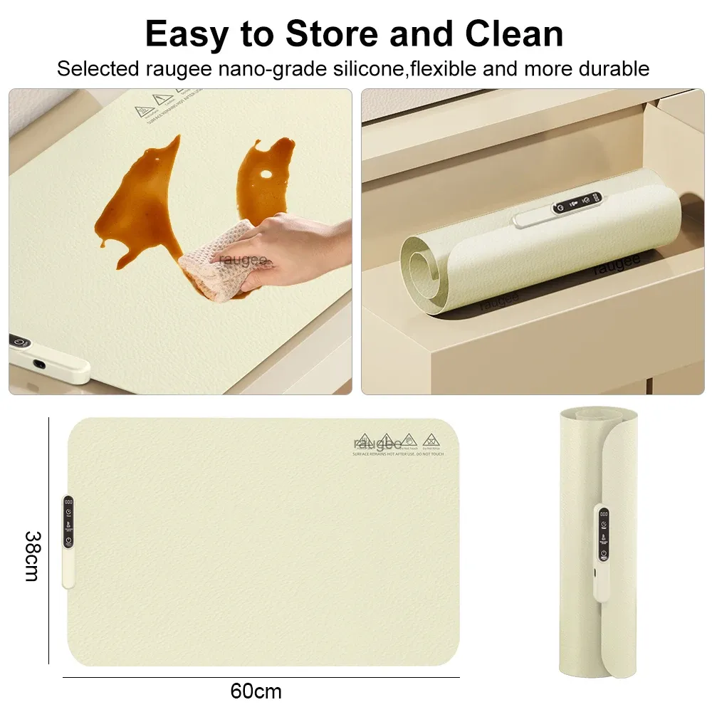 Tapis chauffant avec plats de cuisine