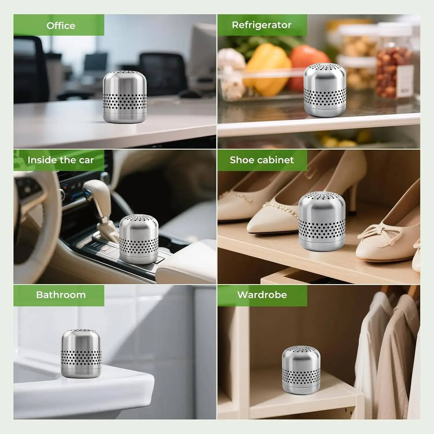 Désodorisant pour réfrigérateur en acier inoxydable, durable 10 ans, technologie CH-CUT, purificateur d'air de voyage 4