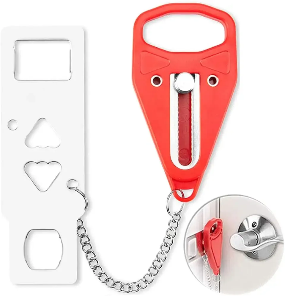 Verrou de porte portable, cadenas de sécurité à double orifice en métal, verrou de sécurité antivol pour la maison et la chambre d'hôtel - Image 1