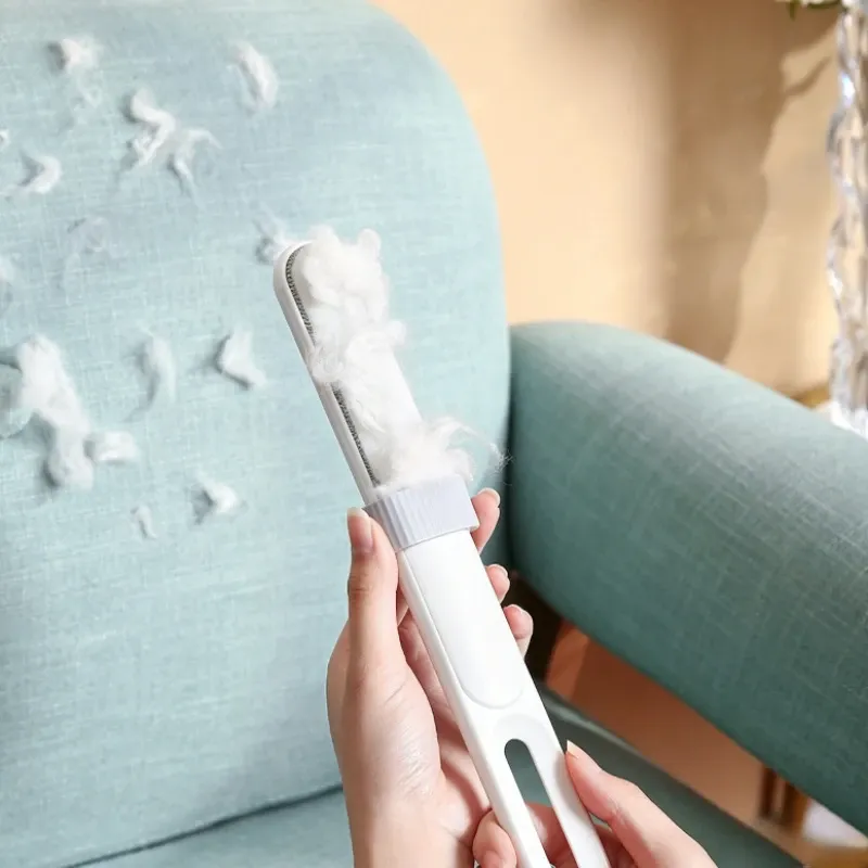 Brosse électrostatique double face pour poils d'animaux, anti-peluches pour canapé, vêtements et meubles, avec boucle autonettoyante 4