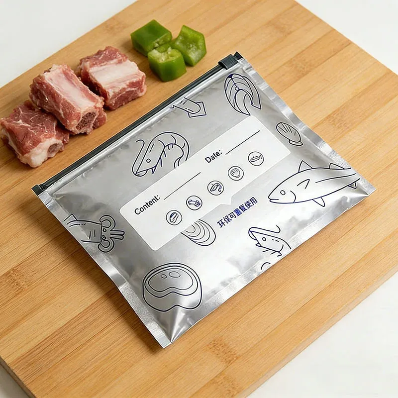 Sacs de conservation alimentaire en aluminium réutilisables avec fermeture éclair, lot de 10, grande capacité 5