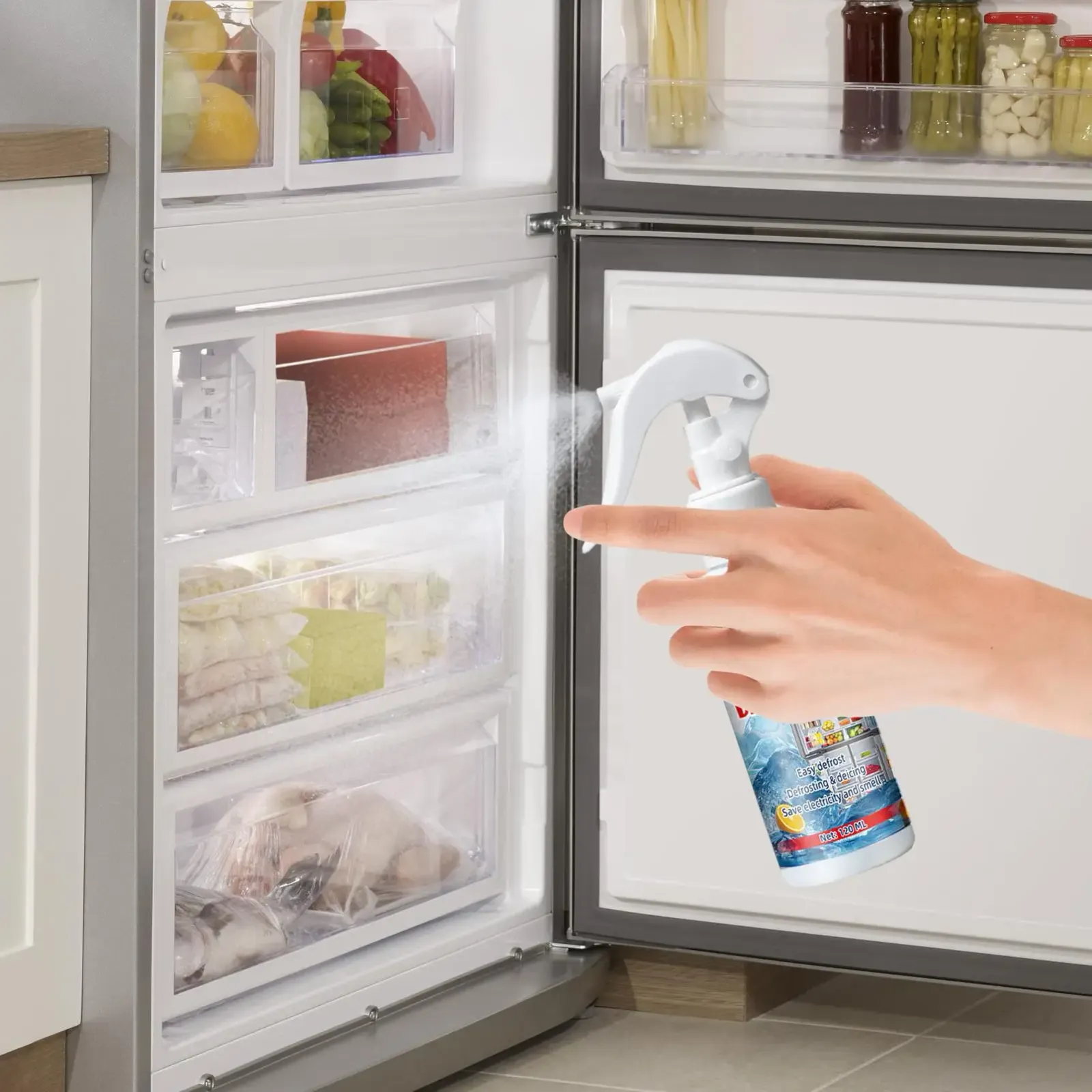 Spray de dégivrage en utilisation
