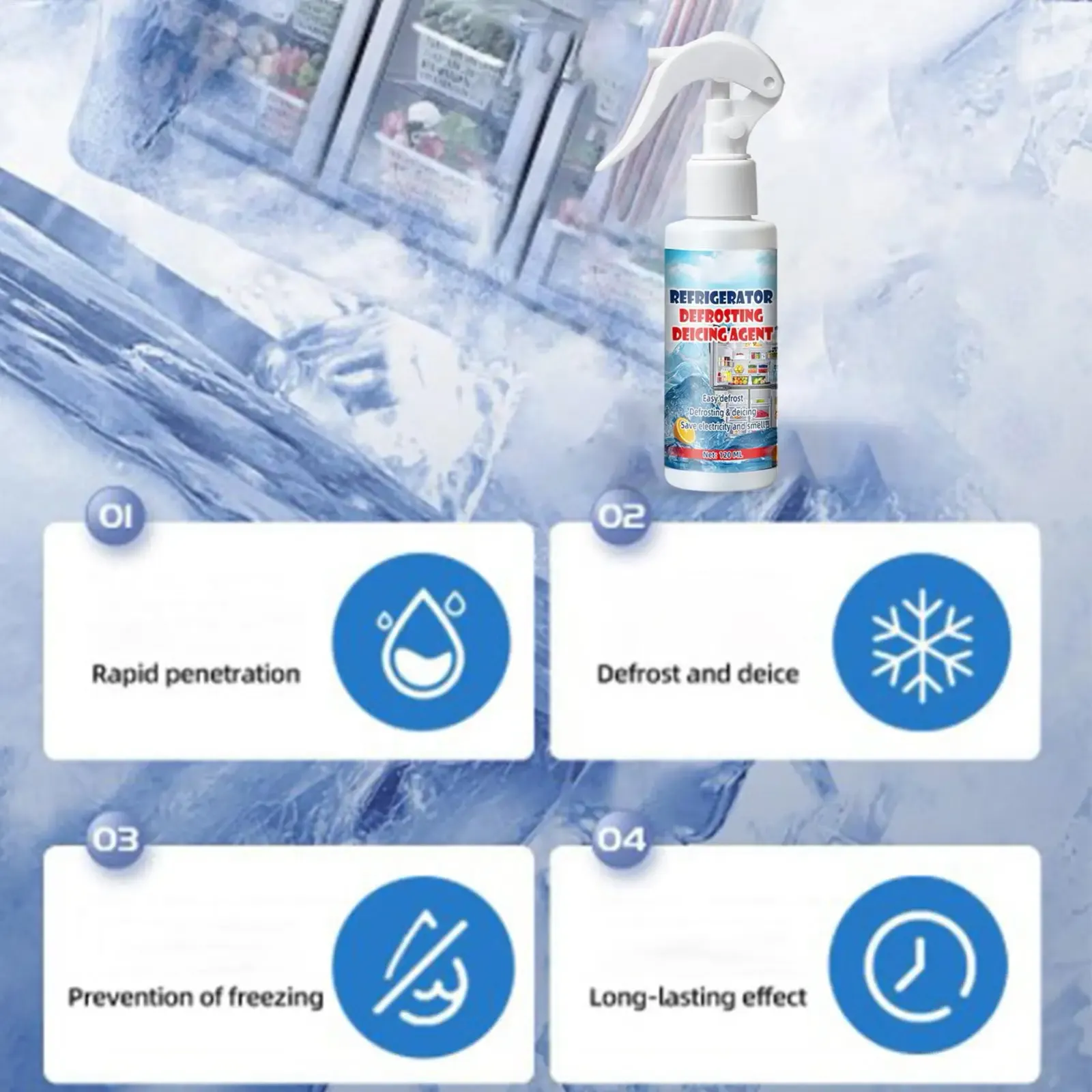 Spray de dégivrage pour réfrigérateur, vue complémentaire