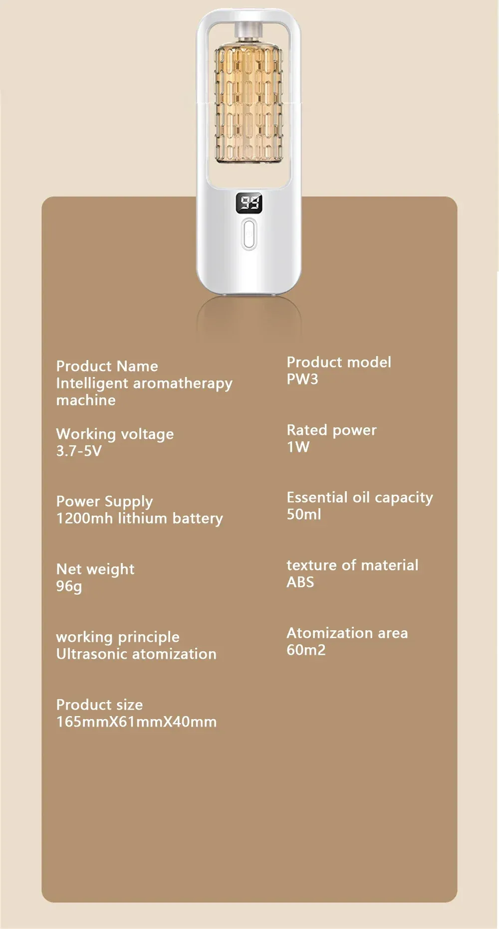 Diffuseur d'arômes rechargeable élégant