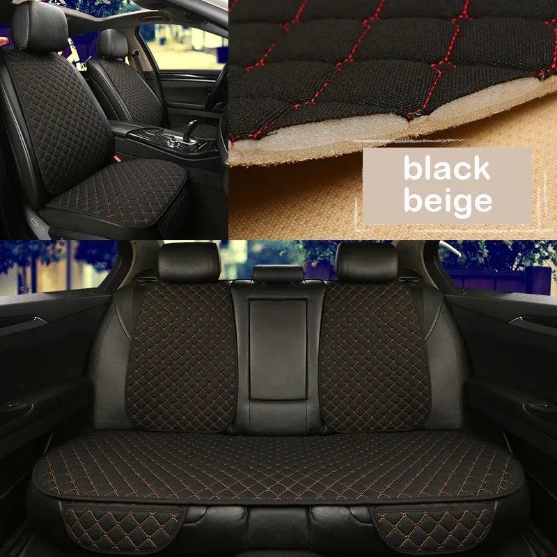 Housse de protection universelle pour siège auto en lin, avant et arrière, idéale pour l'été, coussin de siège, compatible berline, SUV et pick-up, accessoires d'intérieur automobile 18