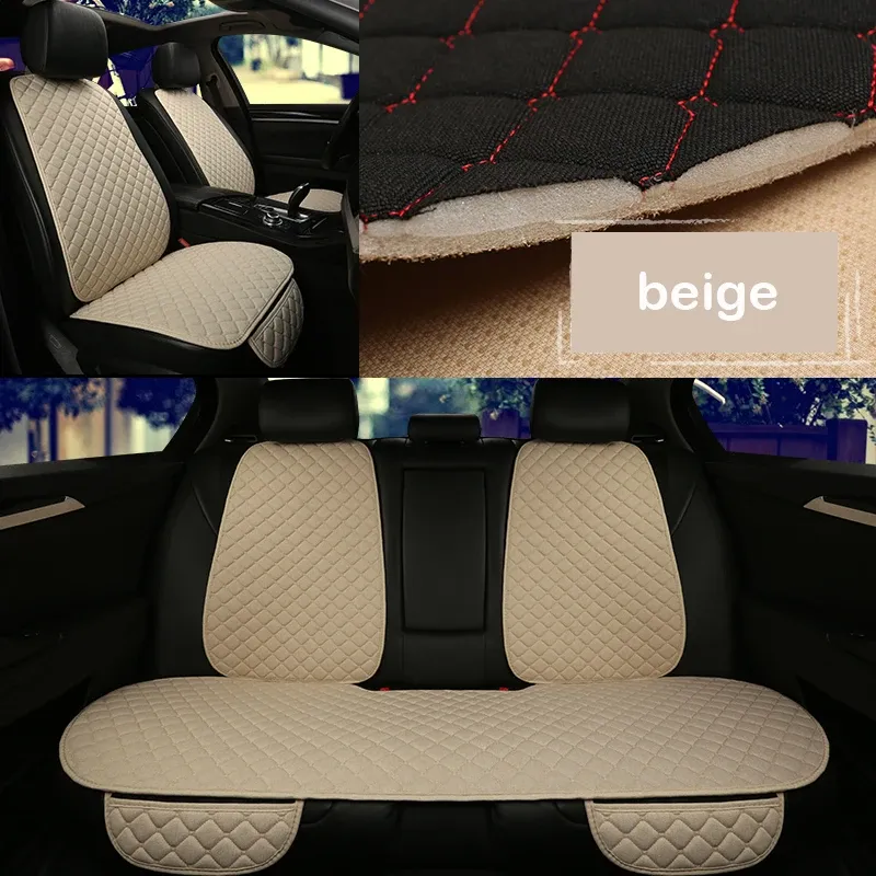Housse de protection universelle pour siège auto en lin, avant et arrière, idéale pour l'été, coussin de siège, compatible berline, SUV et pick-up, accessoires d'intérieur automobile 17