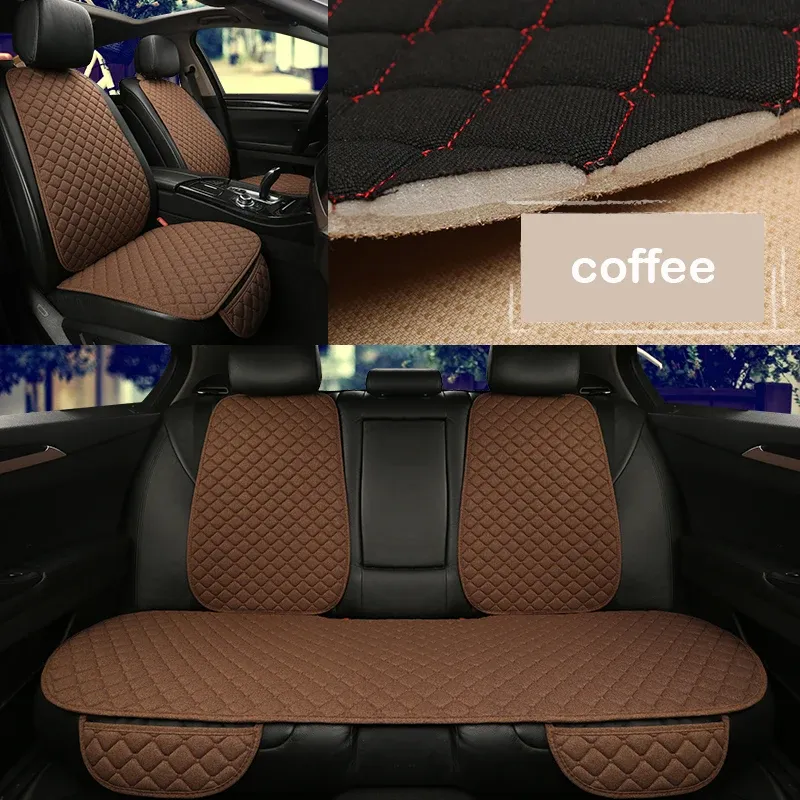 Housse de protection universelle pour siège auto en lin, avant et arrière, idéale pour l'été, coussin de siège, compatible berline, SUV et pick-up, accessoires d'intérieur automobile 16