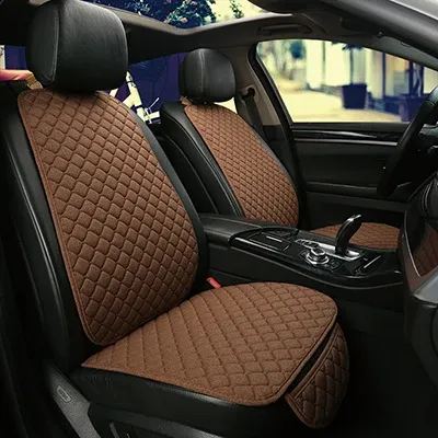 Housse de protection universelle pour siège auto en lin, avant et arrière, idéale pour l'été, coussin de siège, compatible berline, SUV et pick-up, accessoires d'intérieur automobile 7